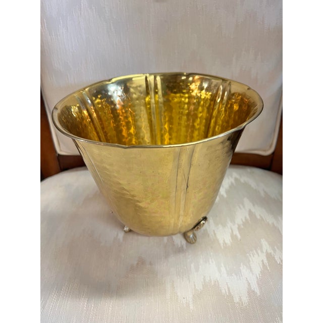 Hammered Metal Ice Bucket VTG Brass Lion Paw Tripod Feet Copper Rivets Regency Add vintage character to your barware or...