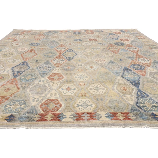 Tribal Vintage Modern Tribal Oushak Rug - 09'11 X 12'11 For Sale - Image 3 of 9
