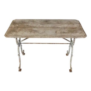 Small French Cast Iron and Wood Work Table For Sale