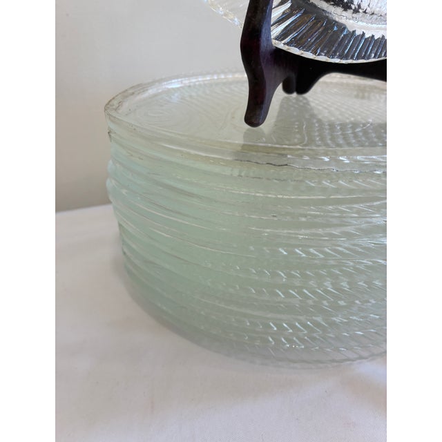 Mid 20th Century Mid-Century Modern Clear Pressed Glass Fish Plates – Set of 12 For Sale - Image 9 of 9