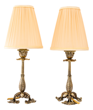 Small Jugendstil Table Lamps with Fabric Shades, Vienna, Austria, 1908, Set of 2