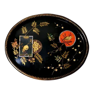 Late 19th Century Napoleon III Style French "Chinoserie" Hand-Painted Metal Tray