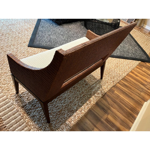 Late 20th Century Bernhardt Bench Late 20th Century Wicker Rattan Coastal Loveseat For Sale - Image 5 of 9