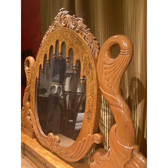 Italian Regency Hand Carved Maple Pier Console or Dressing Table with Mirror For Sale - Image 9 of 14