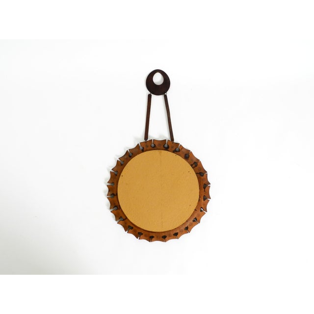 Round Wall Mirror with Leather Frame and Strap, 1960s For Sale - Image 14 of 17