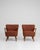 Wood Pair of Mid-Century Modern Upholstered Armchairs Burnt Orange For Sale - Image 7 of 14