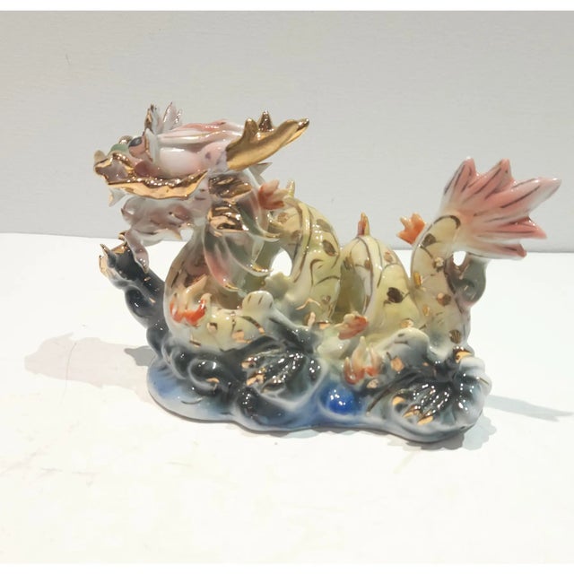 1960s Vintage Porcelain Dragon 24k Gold For Sale - Image 5 of 11
