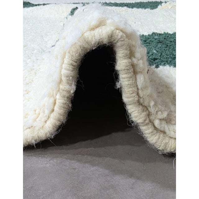 Ivory & Green Teal Abstract Wool Rug - 10.3 X 8.2 Ft For Sale In Cleveland - Image 6 of 6