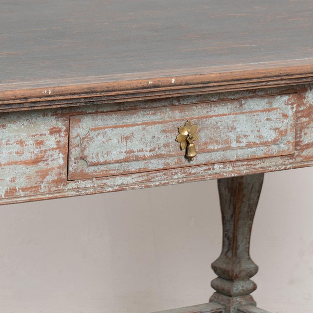 19th Century Danish Blue and Black Baroque Writing Table Console For Sale - Image 15 of 18