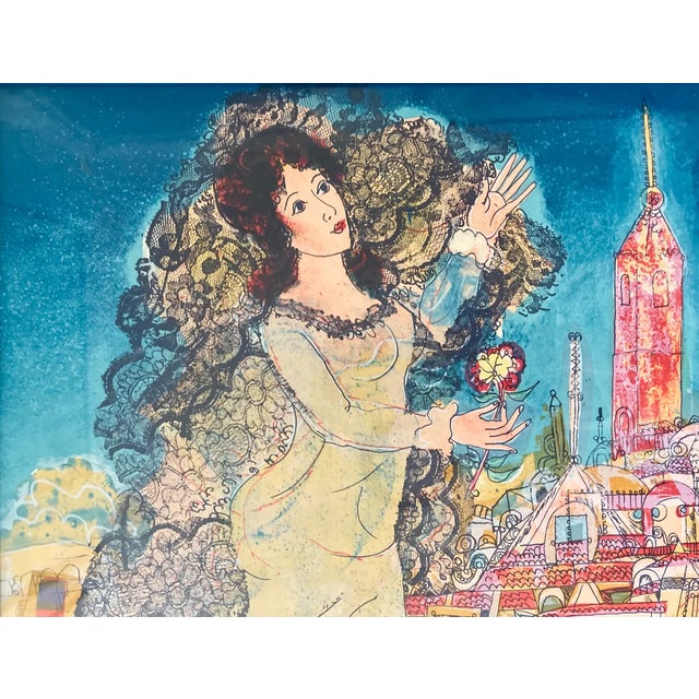 Mid 20th Century Spanish Augustin Ubeda (1925-2007) "La Jeune Princesse" Signed and Numbered Lithograph For Sale - Image 5 of 9