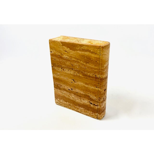 1960s Italian Travertine Bookend in the Shape of Book attributed to Fratelli Manelli, 1960s For Sale - Image 5 of 7