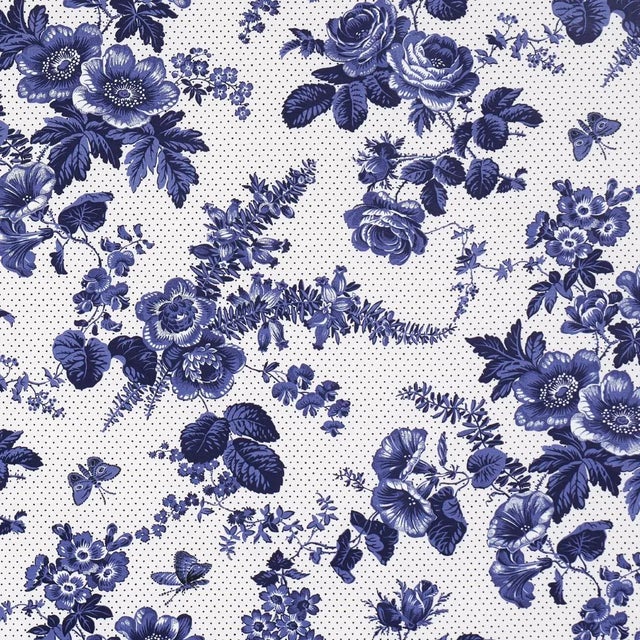 SAMPLE - Schumacher X Rita Konig Sibyl Chintz Fabric In Blue For Sale