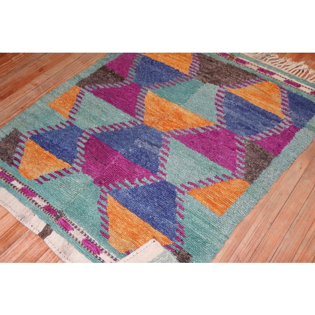 Teal Zabihi Collection Vintage Tulu Rug - 3'7" x 4'7" For Sale - Image 8 of 9