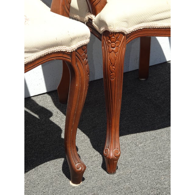 Pair of Vintage French Louis Style Tapestry Arm Chairs For Sale - Image 12 of 18