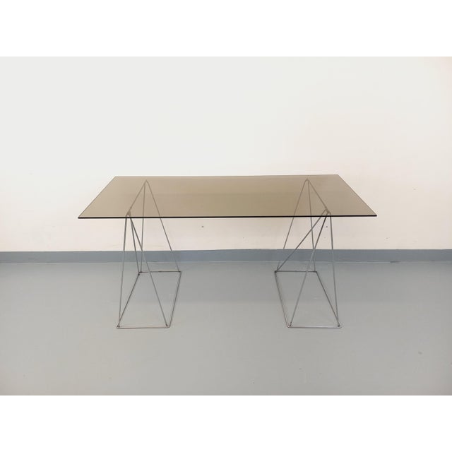 Vintage Desk in Smoked Glass and Chrome Metal, 1970s For Sale - Image 9 of 18