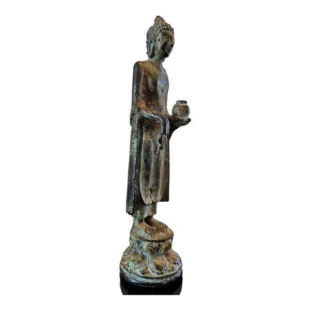 18th Century Healing Medicine Buddha Bronze Figure Thai Statue For Sale