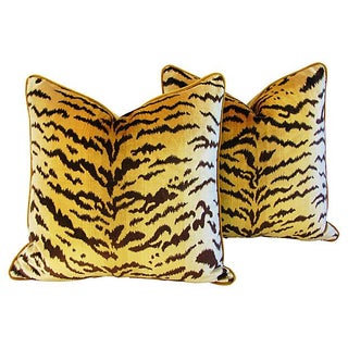 Scalamandre Le Tigre & Mohair Pillows - A Pair For Sale