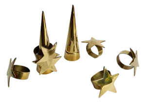 Star Gold Brass Napkin Rings from Whimsigoth, 1980s, Set of 6