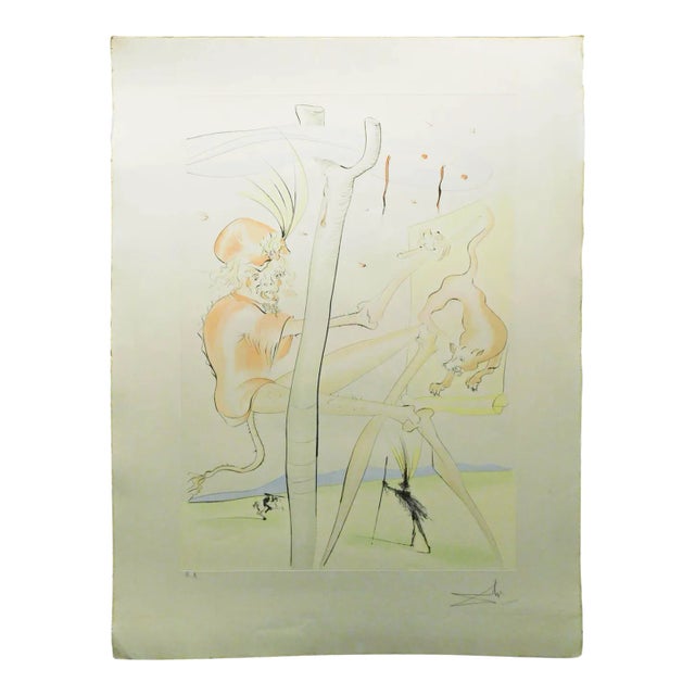 Salvador Dali "Le Singe Et Le Leopard"unframed Authentic Artwork For Sale