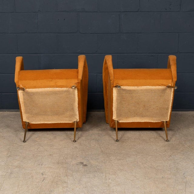 Textile Vintage Italian Lounge Chairs in Ochre Velvet, 1960, Set of 2 For Sale - Image 7 of 18