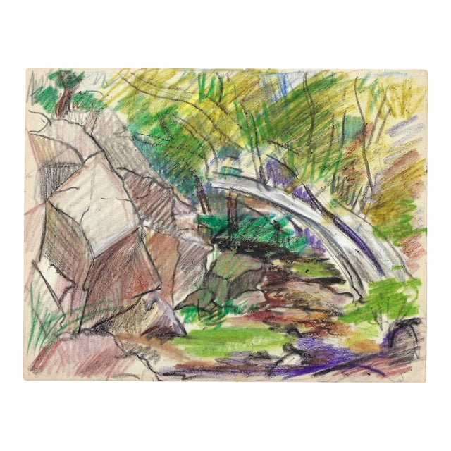 1940s Grace Spongberg White Horse Canyon Arizona Drawing For Sale