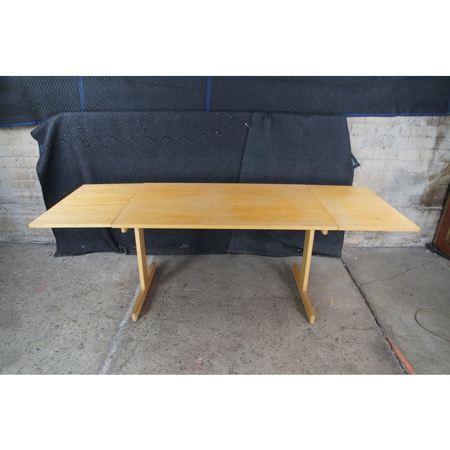Mid 20th Century Mid Century Modern Beech Drop Leaf Dining Breakfast Conference Table For Sale - Image 5 of 13