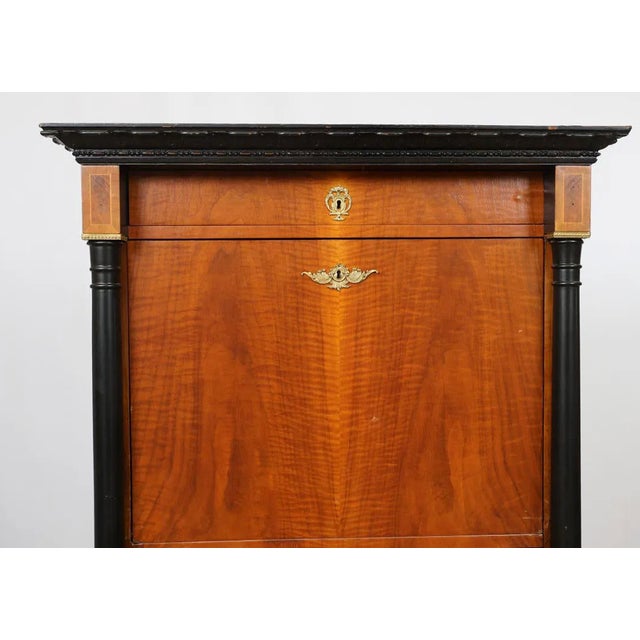 Biedermeier Hungarian Biedermeier Walnut Secrétaire À Abattant With Ebonized Columns, Circa 1830–1845 For Sale - Image 3 of 4