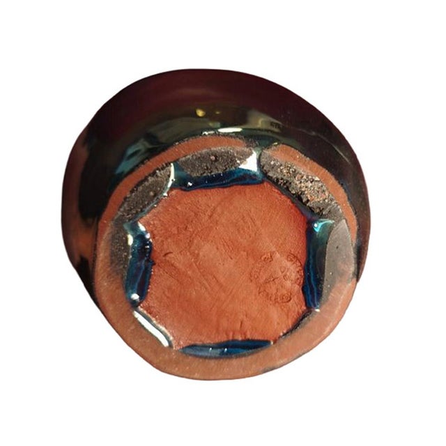 1950s Mid-Century Modern Rambervillers Cytère Iridescent Blue Stoneware Pitcher For Sale - Image 9 of 12