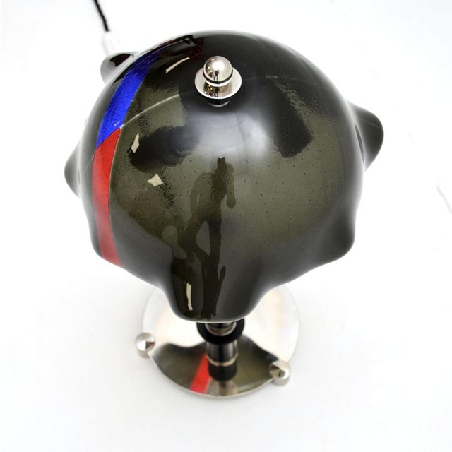 Vintage Swedish Glass and Chrome Table Lamp, 1970s For Sale - Image 6 of 10