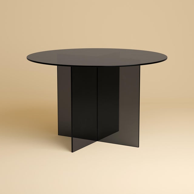 Round Smoked Glass Dining Table by Lebanto For Sale - Image 4 of 4