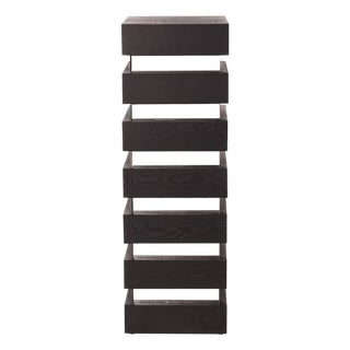 Stepped Black Wood Veneer Pedestal with Mirror - Tall For Sale
