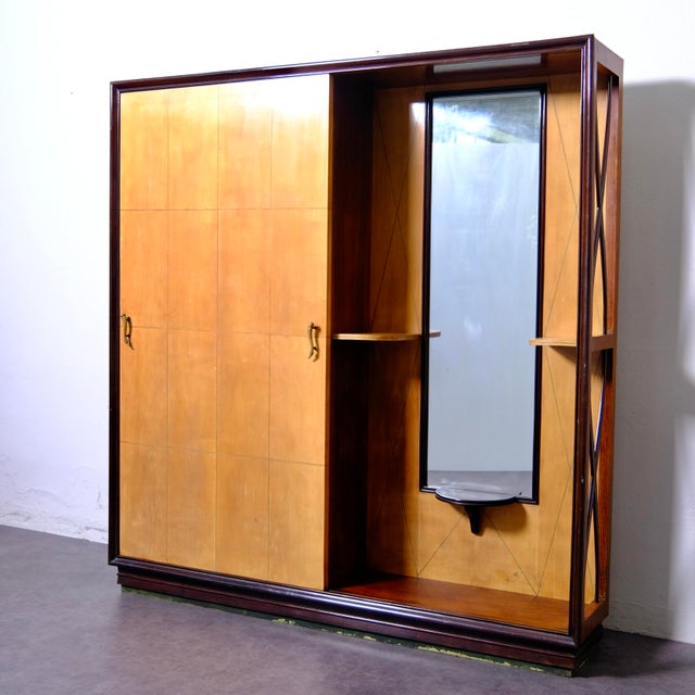 Art Deco Hall Cabinet with Coat Rack, Shelves and Mirror, 1940s For Sale - Image 9 of 18