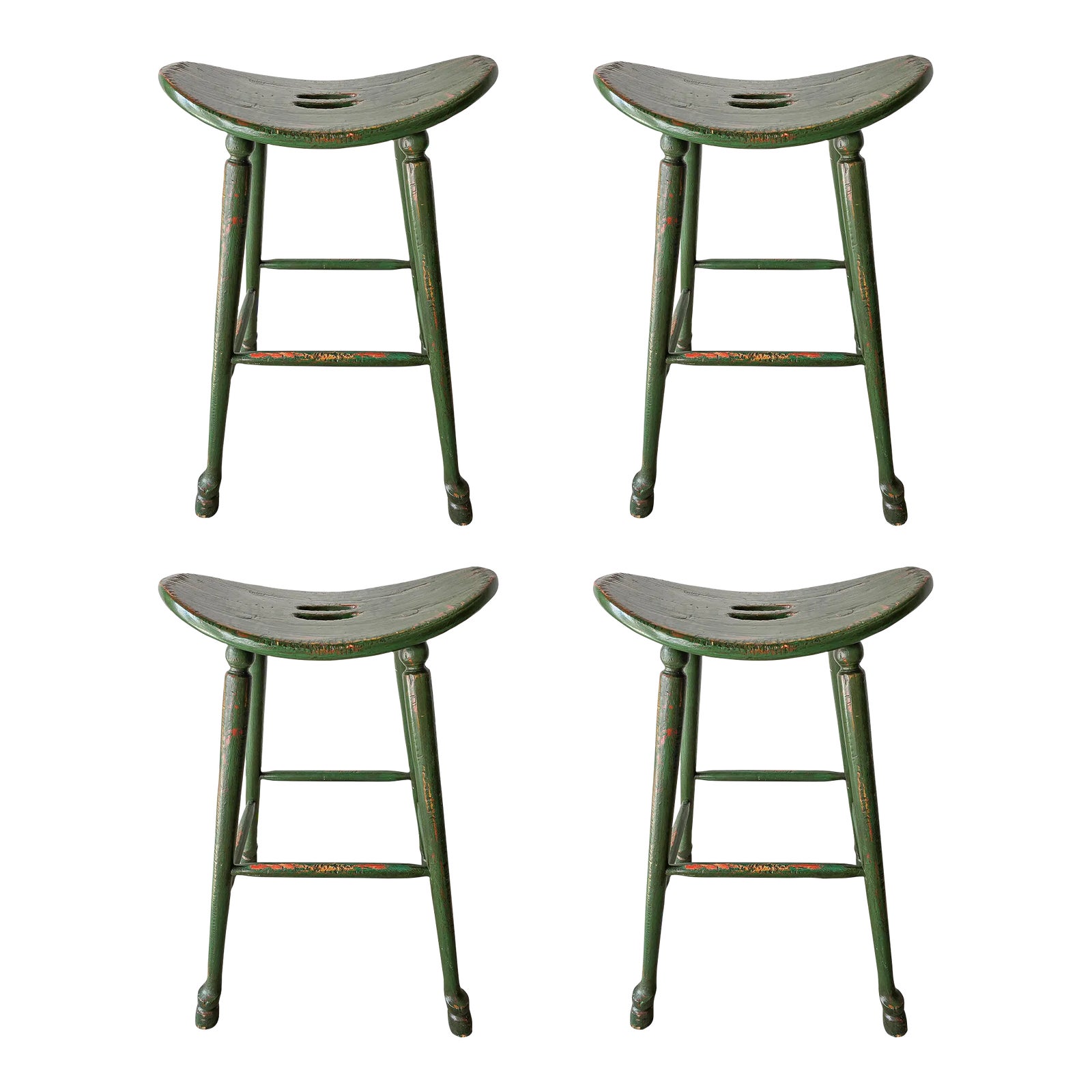Craftsman Bar Stool Set Of Vintage Craftsman Style Green Saddle