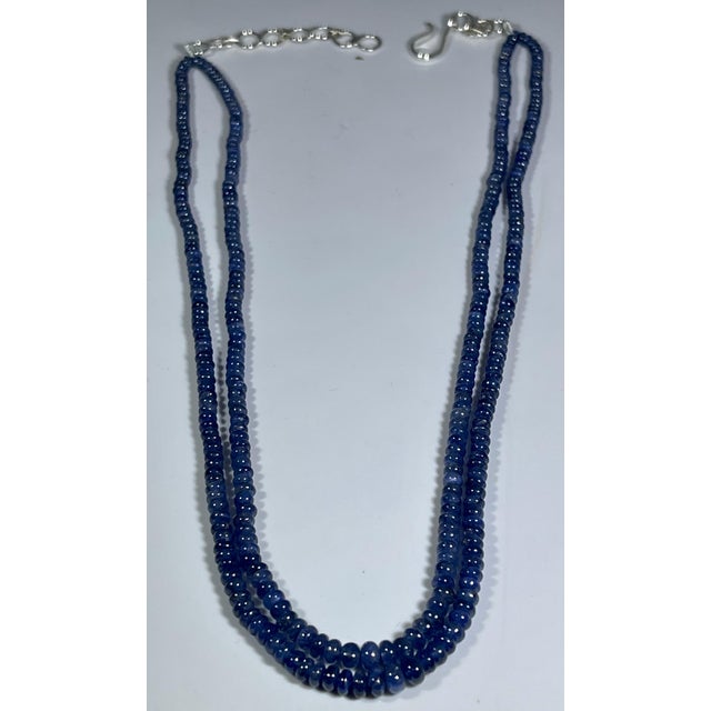 105 Carat Natural Sapphire Bead Two-Strand Necklace Sterling Silver Clasp For Sale - Image 18 of 18