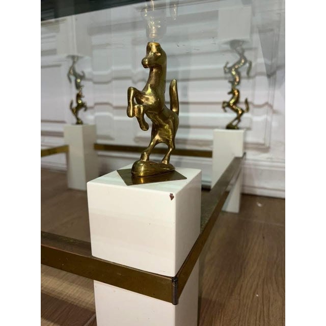 Glass Vintage Coffee Table with Horses, 1950 For Sale - Image 7 of 8