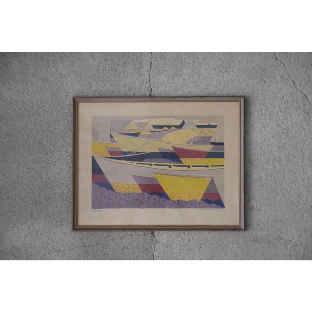 Båtparad, Color Lithograph by Waldemar Lorentzon, 1953 For Sale - Image 6 of 6