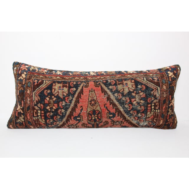 Early 20th Century Antique Handwoven Kurdish Rug Lumbar Pillow Cushion -16'' X 38'' For Sale - Image 5 of 9