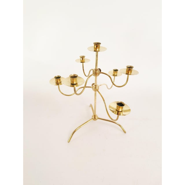 Mid-Century Modern Mid-Century Modern Swedish Brass Candelabra, 1950s For Sale - Image 3 of 10