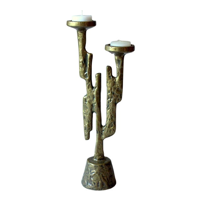 Brutalist Brass Candle Stick Designed by Horst Dalbeck - Tealight Holder For Sale
