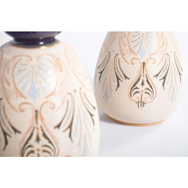 Pottery Cream-Colored Bulging Vases, 1910, Set of 2 For Sale - Image 6 of 10