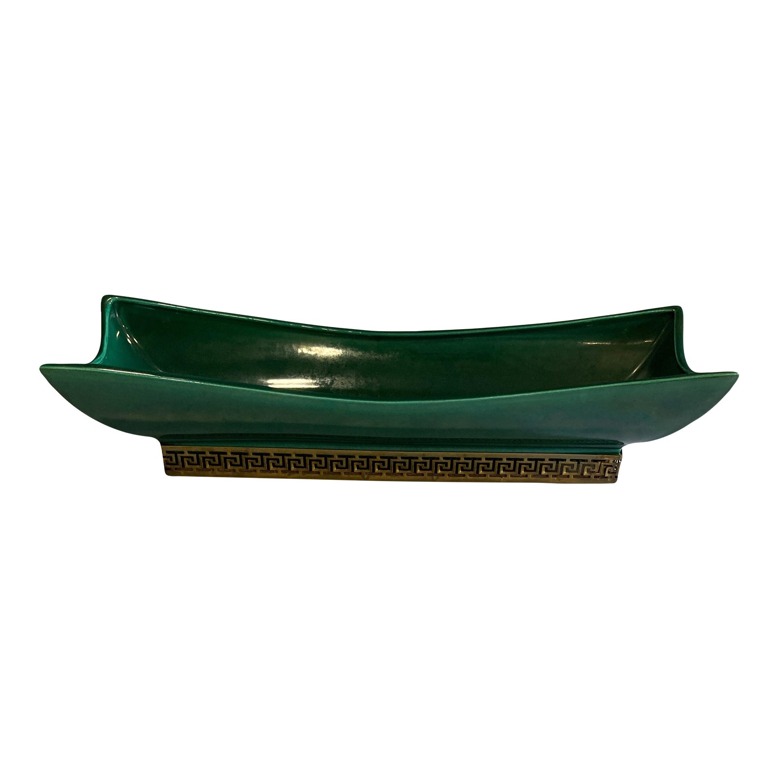 Vintage Jade Green Decorative Tray With Brass Base Chairish