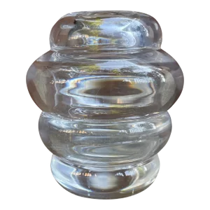 1940s Elis Bergh Kosta Boda Vase Hooped Crystal Art Deco Marked B766