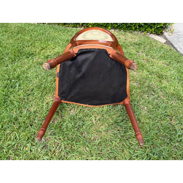 Brown Vintage Fejomi Spanish Louis XVI Style Mahogany Bergère Armchair For Sale - Image 8 of 12