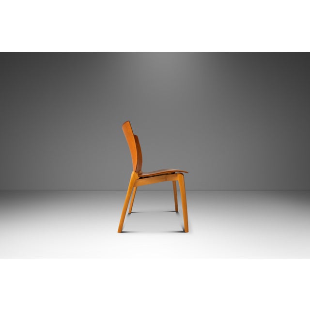 Set of Four (4) Patinaed Italian Scadinavian Modern 'Cos' Dining Chairs in Beech & Leather by Josep Lluscà for Cassina, Italy, C. 1990s For Sale In Orlando - Image 6 of 18