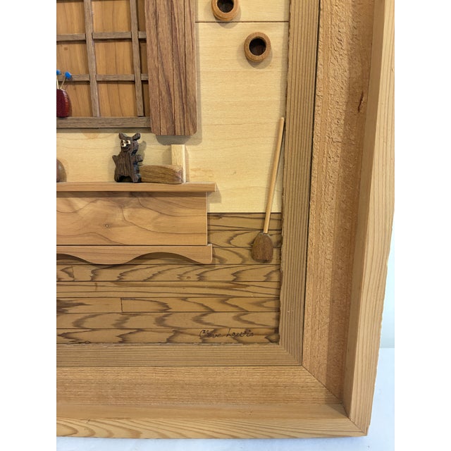 Brown Signed Wood Marquetry Diorama"Grandma's Passion" by Cleve Lewis, 1994 For Sale - Image 8 of 18
