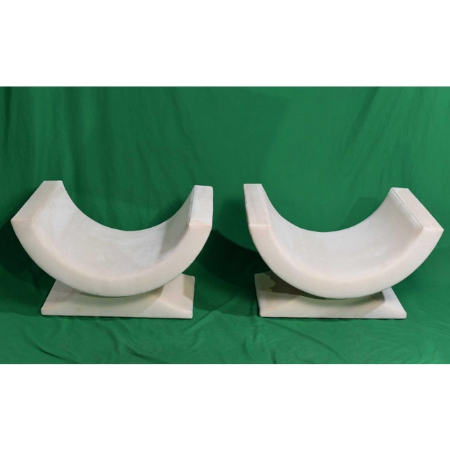 Vintage Post Modern Semicircular Cream Suede Ottoman Stools by Interior Crafts - a Pair For Sale - Image 11 of 12
