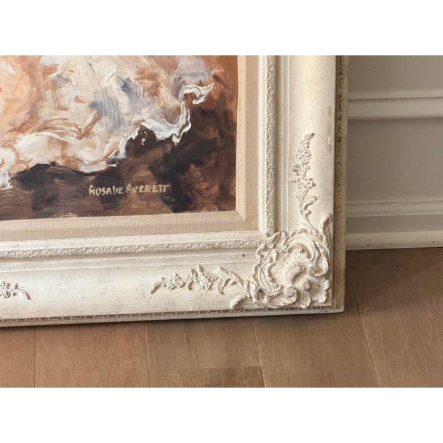Vintage Floral Still Life Oil Painting by Rosalie Swerett in Ornate White Frame For Sale - Image 9 of 17
