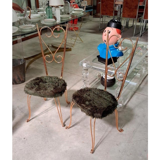 Gold-Plated Metal Chairs in the style of Maison Jansen, 1970s, Set of 2 For Sale - Image 4 of 7