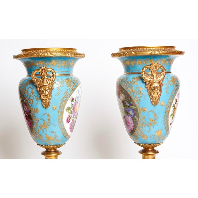 Antique Gilt Bronze Mounted Blue-Ground Jacob Petit Handled Urn, Ca. 1834 For Sale - Image 10 of 12