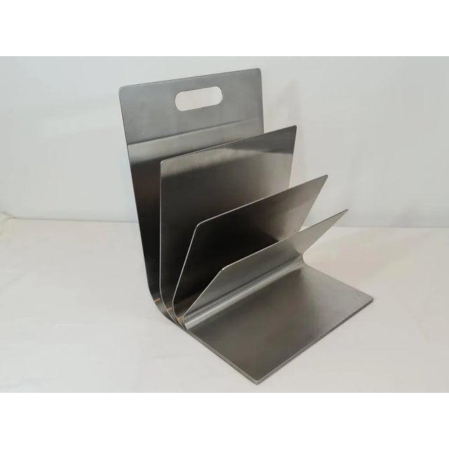 1970s Stainless Steel Magazine Rack by Xavier Feal for Inux Industrie, 1970s For Sale - Image 5 of 10